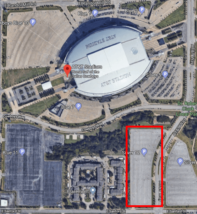 Cowboys Stadium Parking and Tailgating Map